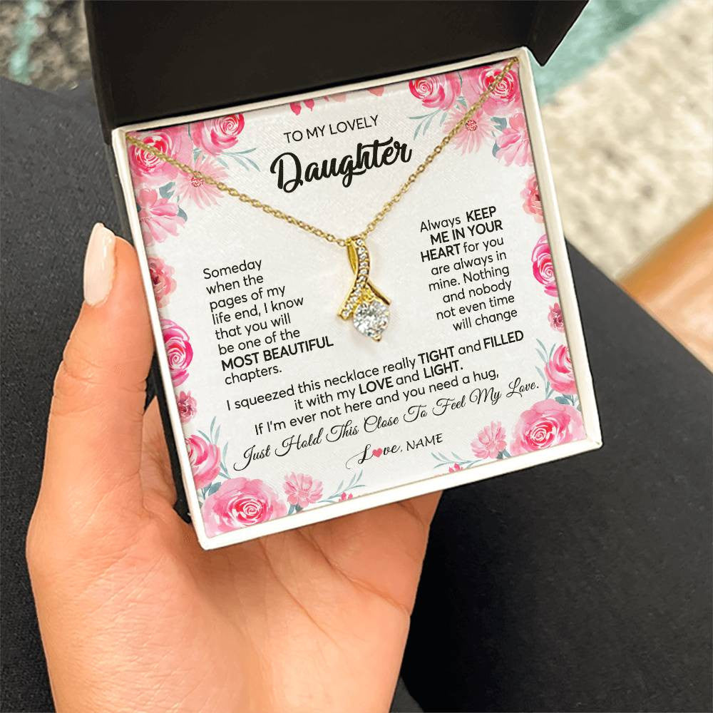 Alluring Beauty Necklace 18K Yellow Gold Finish | 2 | Personalized To My Daughter Necklace from Mom Dad Always Keep Me in Your Heart Daughter Birthday Graduation Christmas Customized Gift Box Message Card | siriusteestore
