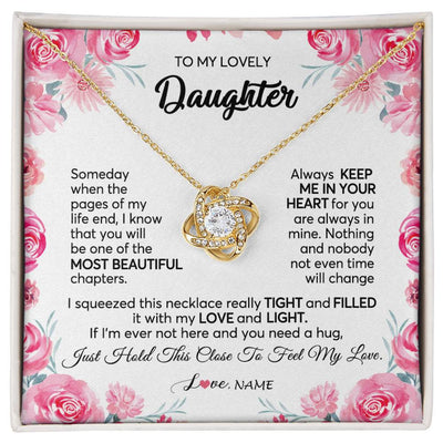 Love Knot Necklace 18K Yellow Gold Finish | 1 | Personalized To My Daughter Necklace from Mom Dad Always Keep Me in Your Heart Daughter Birthday Graduation Christmas Customized Gift Box Message Card | siriusteestore