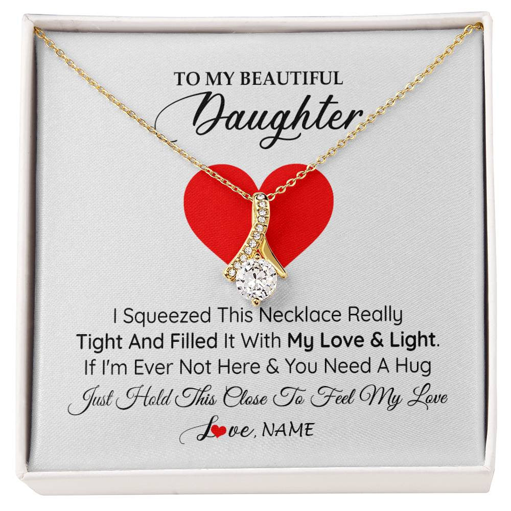 Alluring Beauty Necklace 18K Yellow Gold Finish | 1 | Personalized To My Daughter Necklace from Mom Dad I Squeezed This Necklace Daughter Birthday Graduation Christmas Customized Gift Box Message Card | siriusteestore