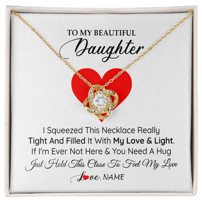 Love Knot Necklace 18K Yellow Gold Finish | 1 | Personalized To My Daughter Necklace from Mom Dad I Squeezed This Necklace Daughter Birthday Graduation Christmas Customized Gift Box Message Card | siriusteestore