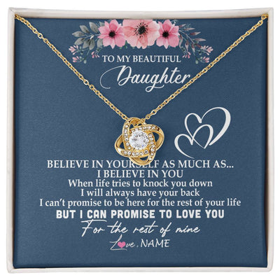 Love Knot Necklace 18K Yellow Gold Finish | Personalized To My Daughter Necklace from Mom Dad Mother Believe In Yourself Daughter Birthday Graduation Christmas Customized Message Card | siriusteestore
