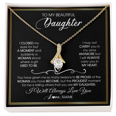 Alluring Beauty Necklace 18K Yellow Gold Finish | 1 | Personalized To My Daughter Necklace from Mom Mother Dad I Closed My Eyes For A Moment Daughter Birthday Graduation Christmas Customized Gift Box Message Card | siriusteestore