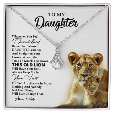 Alluring Beauty Necklace 14K White Gold Finish | 1 | Personalized To My Daughter Necklace from Mom Mother Whenever You Fell Overwhelmed Lion Daughter Birthday Graduation Christmas Customized Gift Box Message Card | siriusteestore
