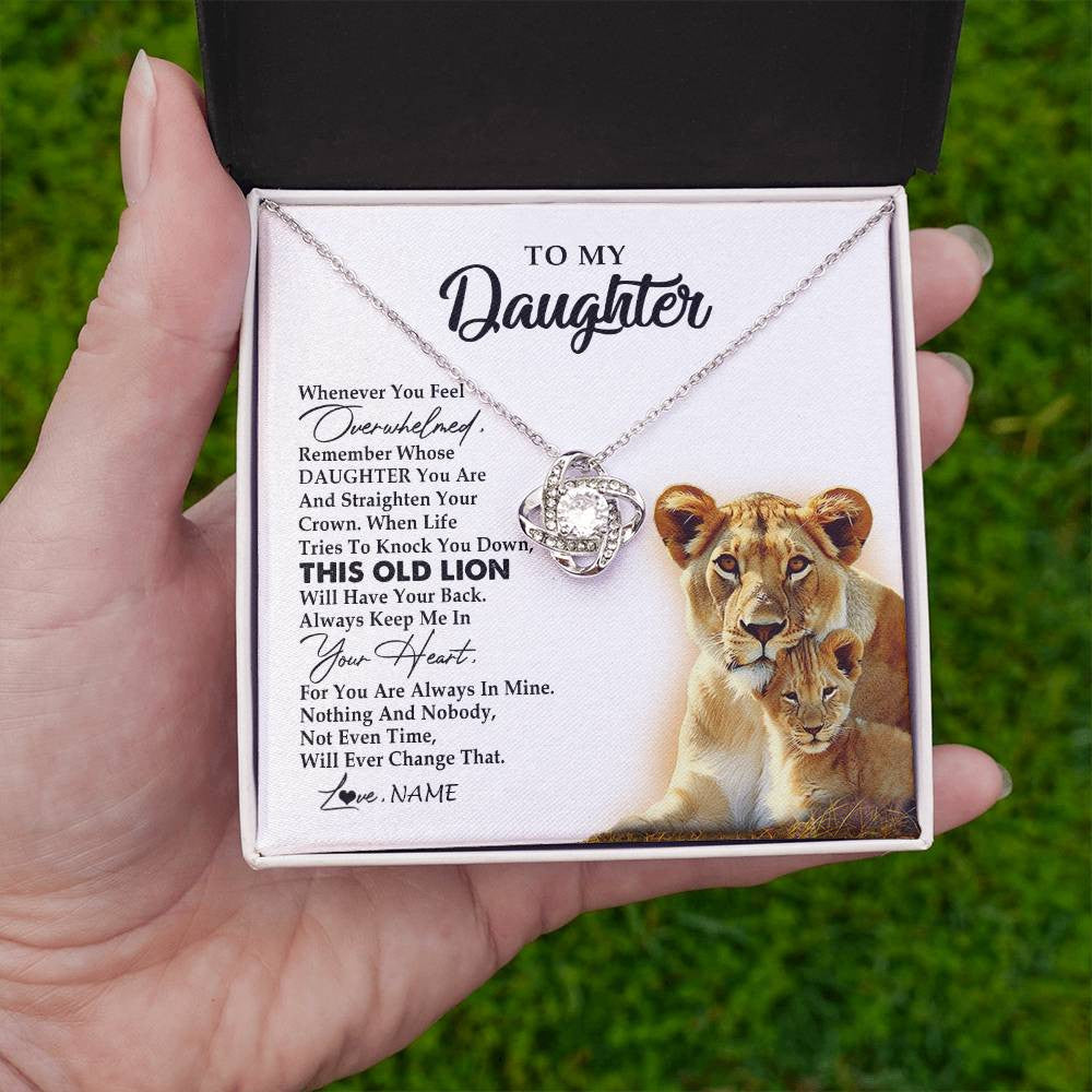 Love Knot Necklace 14K White Gold Finish | 2 | Personalized To My Daughter Necklace from Mom Mother Whenever You Fell Overwhelmed Lion Daughter Birthday Graduation Christmas Customized Gift Box Message Card | siriusteestore