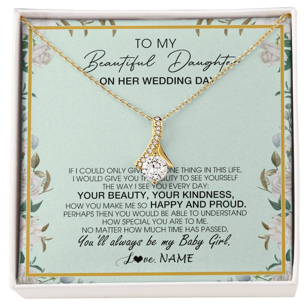Alluring Beauty Necklace 18K Yellow Gold Finish | 1 | Personalized To My Daughter On Her Wedding Day Wedding Day Necklace From Mom Mother To Daughter Bride For Wedding Day Customized Gift Box Message Card | siriusteestore