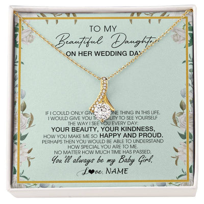 Alluring Beauty Necklace 18K Yellow Gold Finish | 1 | Personalized To My Daughter On Her Wedding Day Wedding Day Necklace From Mom Mother To Daughter Bride For Wedding Day Customized Gift Box Message Card | siriusteestore