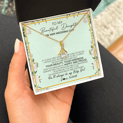 Alluring Beauty Necklace 18K Yellow Gold Finish | 2 | Personalized To My Daughter On Her Wedding Day Wedding Day Necklace From Mom Mother To Daughter Bride For Wedding Day Customized Gift Box Message Card | siriusteestore