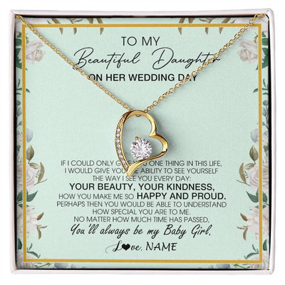 Forever Love Necklace 18K Yellow Gold Finish | 1 | Personalized To My Daughter On Her Wedding Day Wedding Day Necklace From Mom Mother To Daughter Bride For Wedding Day Customized Gift Box Message Card | siriusteestore