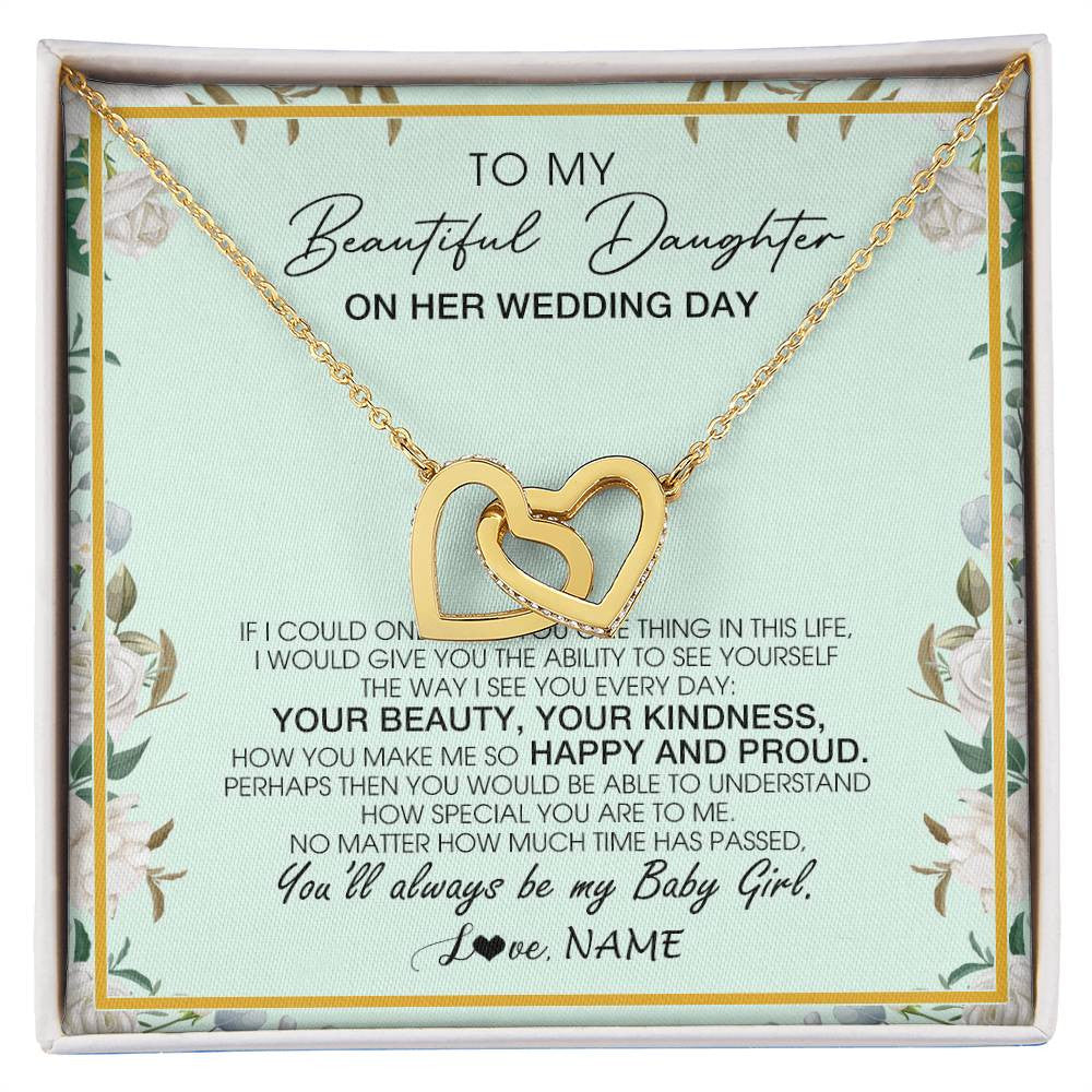 Interlocking Hearts Necklace 18K Yellow Gold Finish | 1 | Personalized To My Daughter On Her Wedding Day Wedding Day Necklace From Mom Mother To Daughter Bride For Wedding Day Customized Gift Box Message Card | siriusteestore