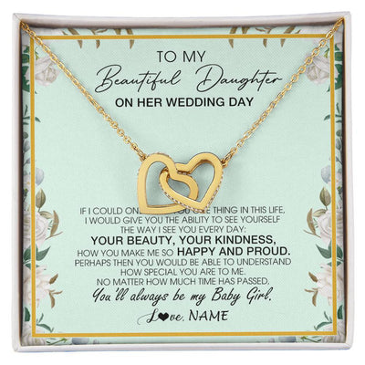 Interlocking Hearts Necklace 18K Yellow Gold Finish | 1 | Personalized To My Daughter On Her Wedding Day Wedding Day Necklace From Mom Mother To Daughter Bride For Wedding Day Customized Gift Box Message Card | siriusteestore