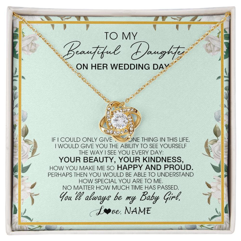 Love Knot Necklace 18K Yellow Gold Finish | 1 | Personalized To My Daughter On Her Wedding Day Wedding Day Necklace From Mom Mother To Daughter Bride For Wedding Day Customized Gift Box Message Card | siriusteestore