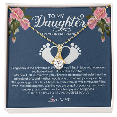 Alluring Beauty Necklace 18K Yellow Gold Finish | Personalized To My Daughter On Your Pregnancy Necklace First Time Mom Expecting Mama Mom Mother's Day Pendant Jewelry Customized Gift Box Message Card | siriusteestore