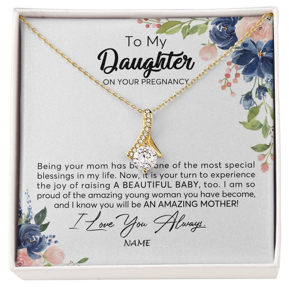 Alluring Beauty Necklace 18K Yellow Gold Finish | 1 | Personalized To My Daughter On Your Pregnany Necklace You Will Be Amazing Mother Mama New Mom First Time Mothers Day Jewelry Customized Gift Box Message Card | siriusteestore