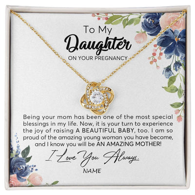 Love Knot Necklace 18K Yellow Gold Finish | 1 | Personalized To My Daughter On Your Pregnany Necklace You Will Be Amazing Mother Mama New Mom First Time Mothers Day Jewelry Customized Gift Box Message Card | siriusteestore