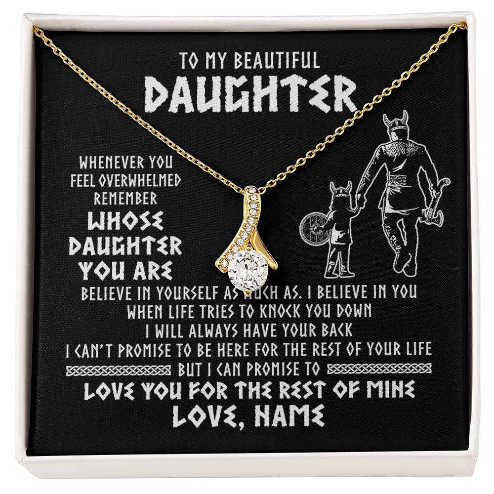 Alluring Beauty Necklace 18K Yellow Gold Finish | 1 | Personalized To My Daughter Viking Necklace Whenever You Feel Overwhelmed Daughter Birthday Christmas Jewelry Customized Gift Box Message Card | siriusteestore