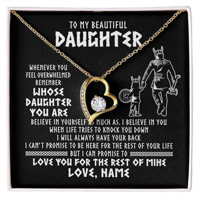 Forever Love Necklace 18K Yellow Gold Finish | 1 | Personalized To My Daughter Viking Necklace Whenever You Feel Overwhelmed Daughter Birthday Christmas Jewelry Customized Gift Box Message Card | siriusteestore