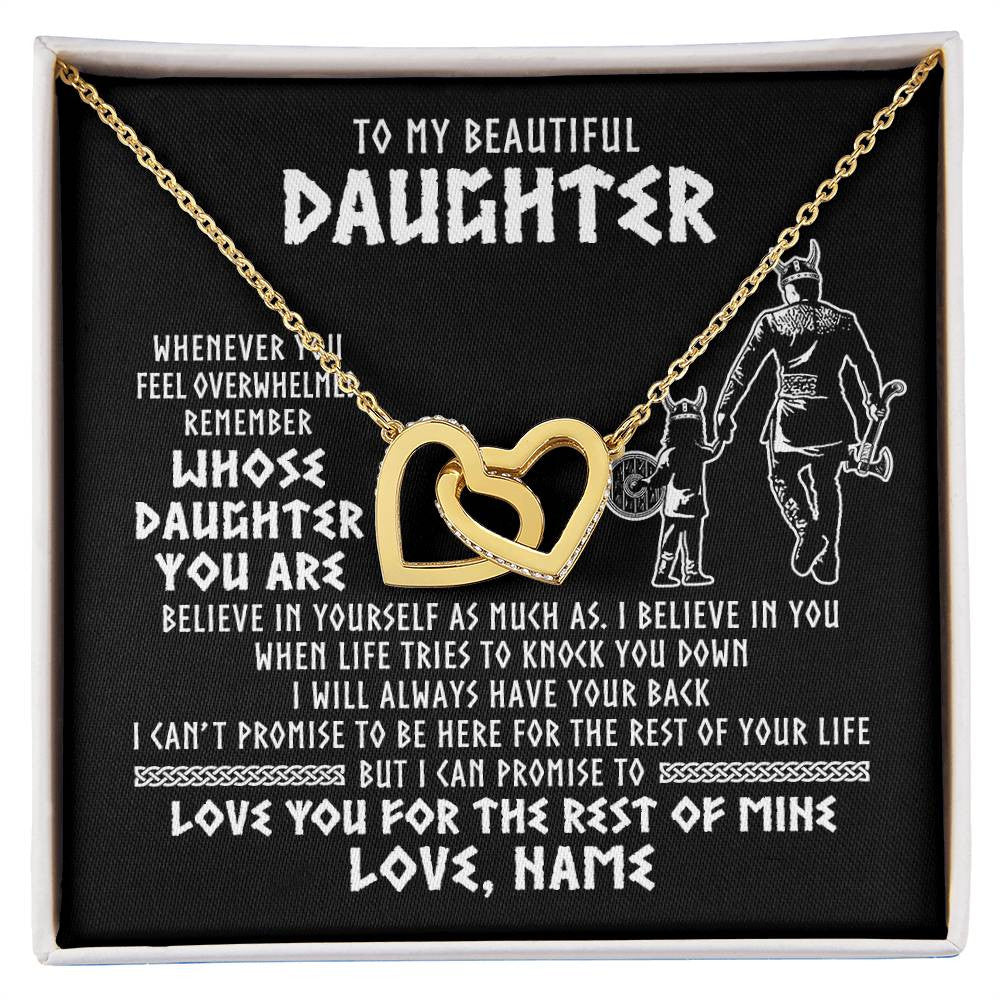 Interlocking Hearts Necklace 18K Yellow Gold Finish | 1 | Personalized To My Daughter Viking Necklace Whenever You Feel Overwhelmed Daughter Birthday Christmas Jewelry Customized Gift Box Message Card | siriusteestore