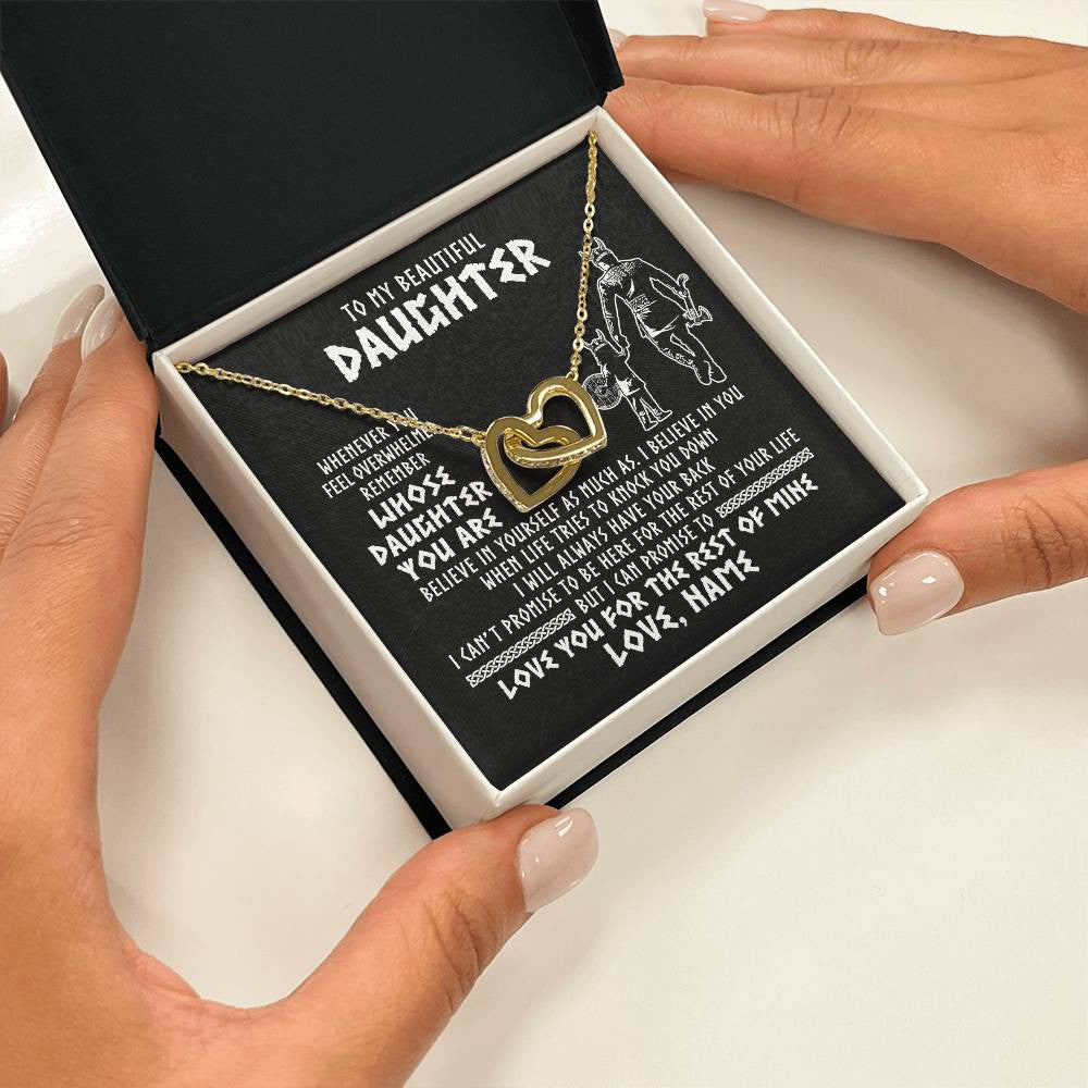 Interlocking Hearts Necklace 18K Yellow Gold Finish | 2 | Personalized To My Daughter Viking Necklace Whenever You Feel Overwhelmed Daughter Birthday Christmas Jewelry Customized Gift Box Message Card | siriusteestore