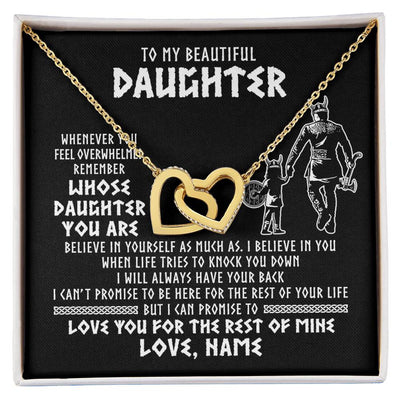 Interlocking Hearts Necklace 18K Yellow Gold Finish | 1 | Personalized To My Daughter Viking Necklace Whenever You Feel Overwhelmed Daughter Birthday Christmas Jewelry Customized Gift Box Message Card | siriusteestore
