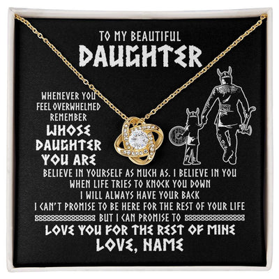 Love Knot Necklace 18K Yellow Gold Finish | 1 | Personalized To My Daughter Viking Necklace Whenever You Feel Overwhelmed Daughter Birthday Christmas Jewelry Customized Gift Box Message Card | siriusteestore