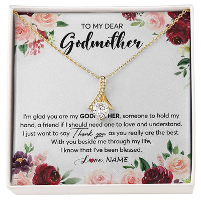 Alluring Beauty Necklace 18K Yellow Gold Finish | 1 | Personalized To My Dear Godmother Necklace From Goddaughter Im Glad You Are My Godmother Aunt Birthday Mothers Day Christmas Customized Gift Box Message Card | siriusteestore