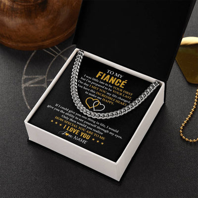 Cuban Link Chain Necklace Stainless Steel | 2 | Personalized To My Fiancé Necklace From Fiancée If I Could Give You Fiancé Future Husband Anniversary Day Birthday Christmas Customized Gift Box Message Card | siriusteestore