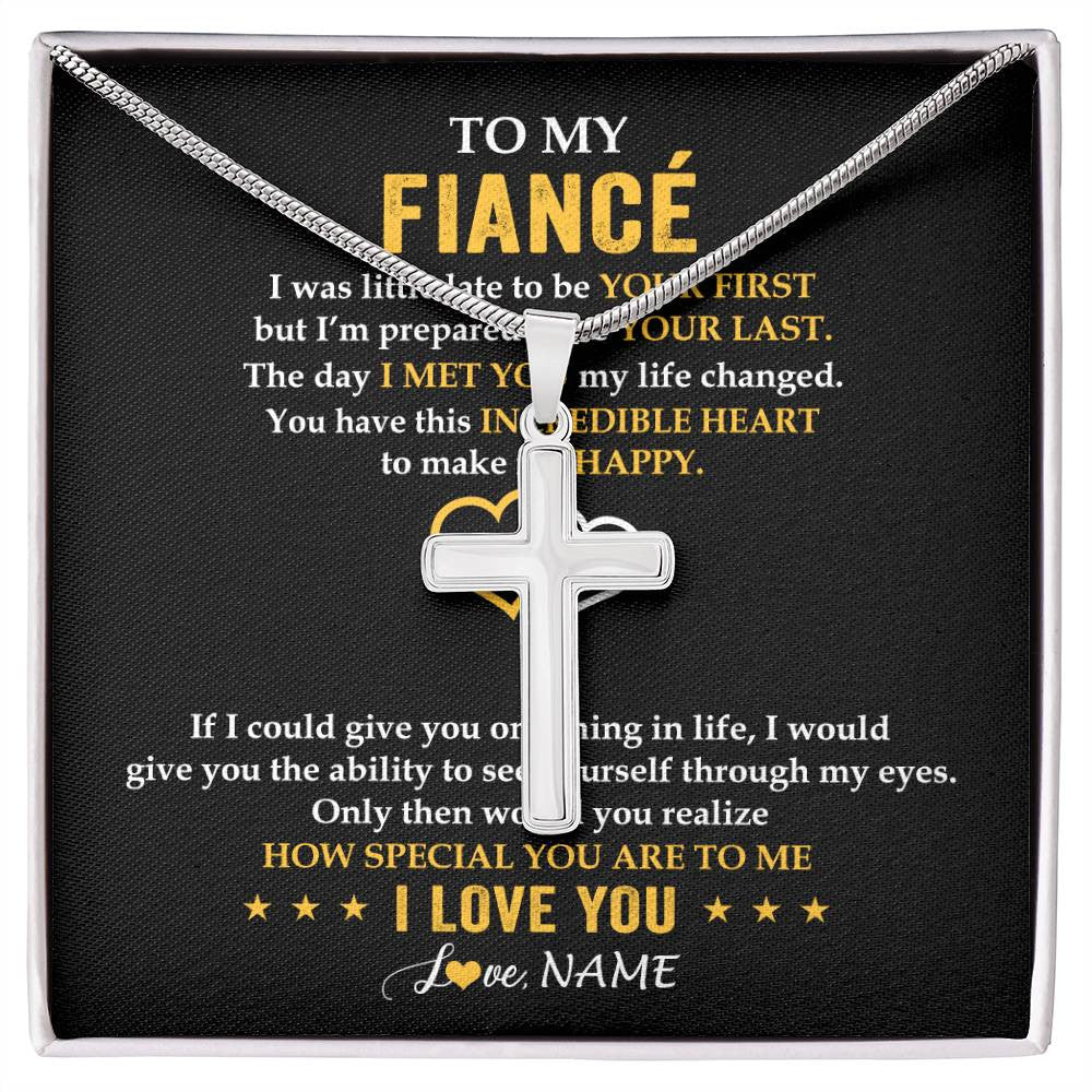 Stainless Cross Necklace Stainless Steel | 1 | Personalized To My Fiancé Necklace From Fiancée If I Could Give You Fiancé Future Husband Anniversary Day Birthday Christmas Customized Gift Box Message Card | siriusteestore