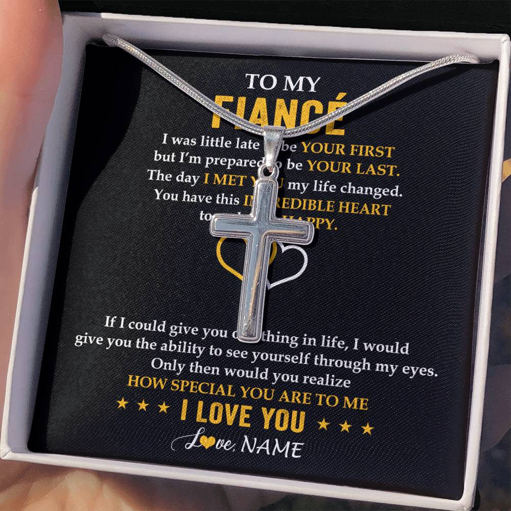 Stainless Cross Necklace Stainless Steel | 2 | Personalized To My Fiancé Necklace From Fiancée If I Could Give You Fiancé Future Husband Anniversary Day Birthday Christmas Customized Gift Box Message Card | siriusteestore