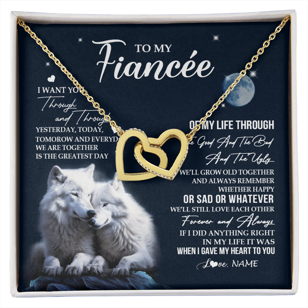 Interlocking Hearts Necklace 18K Yellow Gold Finish | 1 | Personalized To My Fiancée Canvas From Fiancé I Want You Wolf Fiancee Birthday Gifts For Her Anniversary Valentines Day Christmas Custom Wall Art Print Framed Canvas | siriusteestore