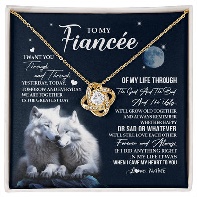 Love Knot Necklace 18K Yellow Gold Finish | 1 | Personalized To My Fiancée Canvas From Fiancé I Want You Wolf Fiancee Birthday Gifts For Her Anniversary Valentines Day Christmas Custom Wall Art Print Framed Canvas | siriusteestore