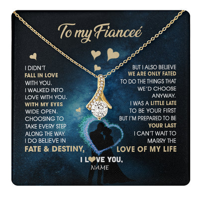 Alluring Beauty Necklace 18K Yellow Gold Finish | 1 | Personalized To My Fiancee Necklace Fall In Love With You Future Wife Birthday Anniversary Romantic Valentines Day Christmas Customized Gift Box Message Card | siriusteestore
