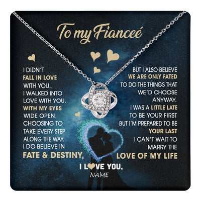 Love Knot Necklace 14K White Gold Finish | 1 | Personalized To My Fiancee Necklace Fall In Love With You Future Wife Birthday Anniversary Romantic Valentines Day Christmas Customized Gift Box Message Card | siriusteestore