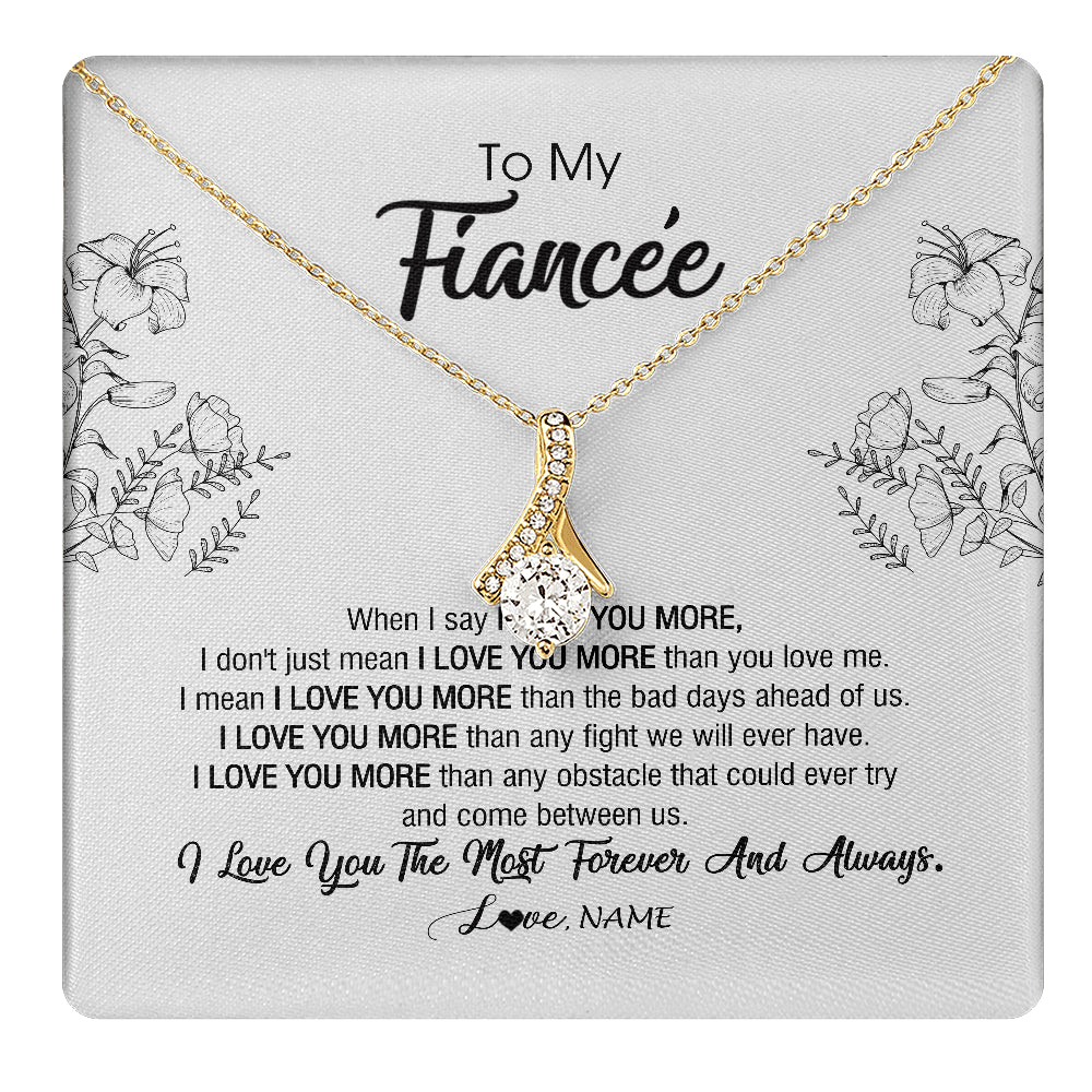 Alluring Beauty Necklace 18K Yellow Gold Finish | 1 | Personalized To My Fiancee Necklace From Fiance I Love You More Girlfriend Birthday Anniversary Wedding Valentines Day Christmas Customized Message Card | siriusteestore