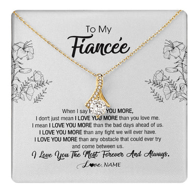 Alluring Beauty Necklace 18K Yellow Gold Finish | 1 | Personalized To My Fiancee Necklace From Fiance I Love You More Girlfriend Birthday Anniversary Wedding Valentines Day Christmas Customized Message Card | siriusteestore