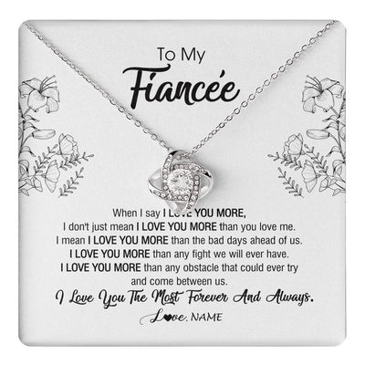 Love Knot Necklace 14K White Gold Finish | 1 | Personalized To My Fiancee Necklace From Fiance I Love You More Girlfriend Birthday Anniversary Wedding Valentines Day Christmas Customized Message Card | siriusteestore
