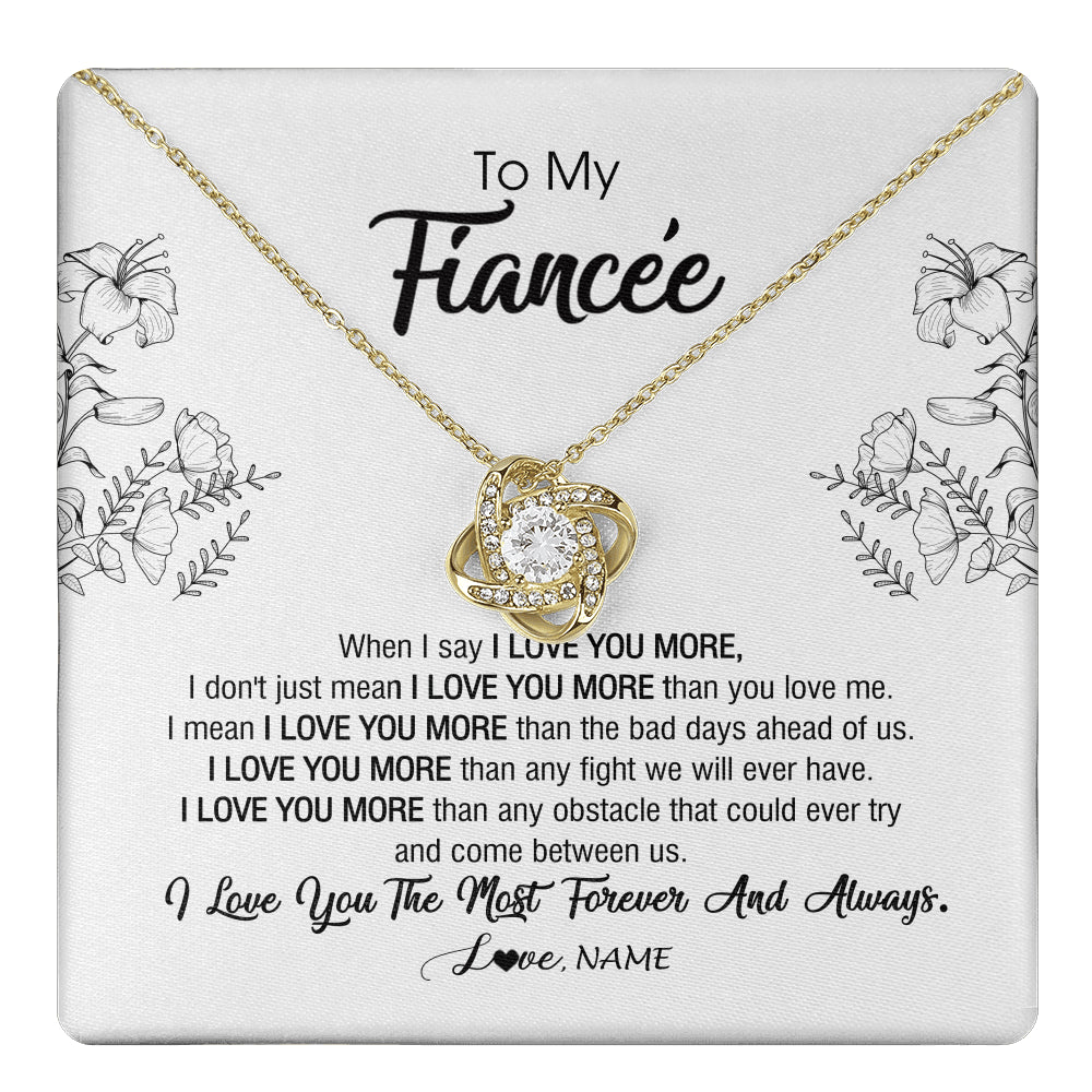 Love Knot Necklace 18K Yellow Gold Finish | 1 | Personalized To My Fiancee Necklace From Fiance I Love You More Girlfriend Birthday Anniversary Wedding Valentines Day Christmas Customized Message Card | siriusteestore