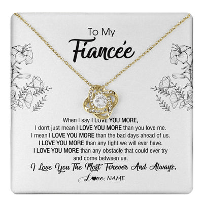 Love Knot Necklace 18K Yellow Gold Finish | 1 | Personalized To My Fiancee Necklace From Fiance I Love You More Girlfriend Birthday Anniversary Wedding Valentines Day Christmas Customized Message Card | siriusteestore