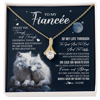 Alluring Beauty Necklace 18K Yellow Gold Finish | 1 | Personalized To My Fiancée Necklace From Fiancé I Want You Wolf Fiancee Birthday For Her Anniversary Valentines Day Christmas Customized Gift Box Message Card | siriusteestore