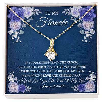 Alluring Beauty Necklace 18K Yellow Gold Finish | 1 | Personalized To My Fiancée Necklace From Fiance Love You Forever Future Wife Birthday Engagement Valentines Day Christmas Customized Gift Box Message Card | siriusteestore