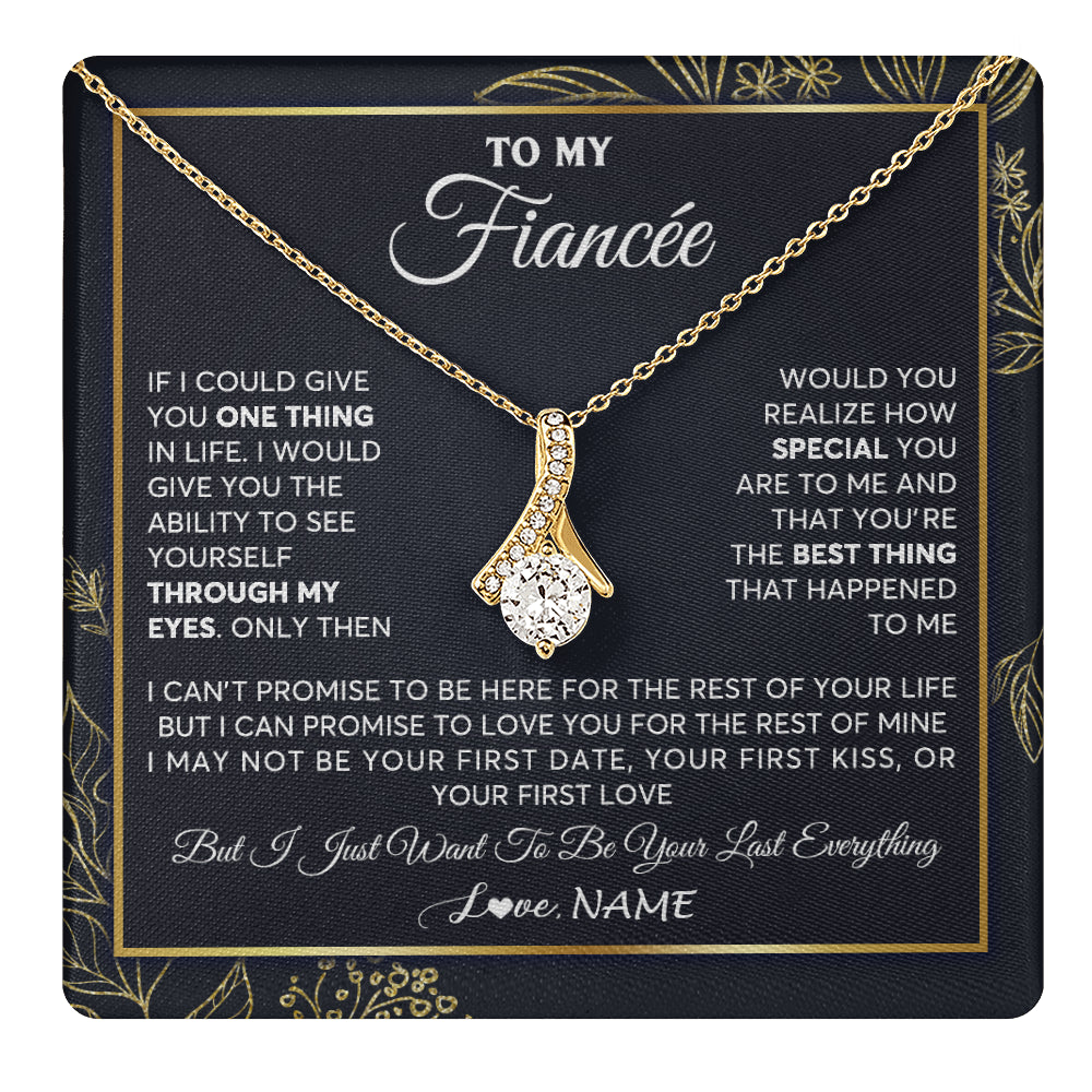 Alluring Beauty Necklace 18K Yellow Gold Finish | 1 | Personalized To My Fiancee Necklace From Fiance Son You Are The Best Thing Fiancee Birthday Idea Anniversary Valentines Day Customized Gift Box Message Card | siriusteestore