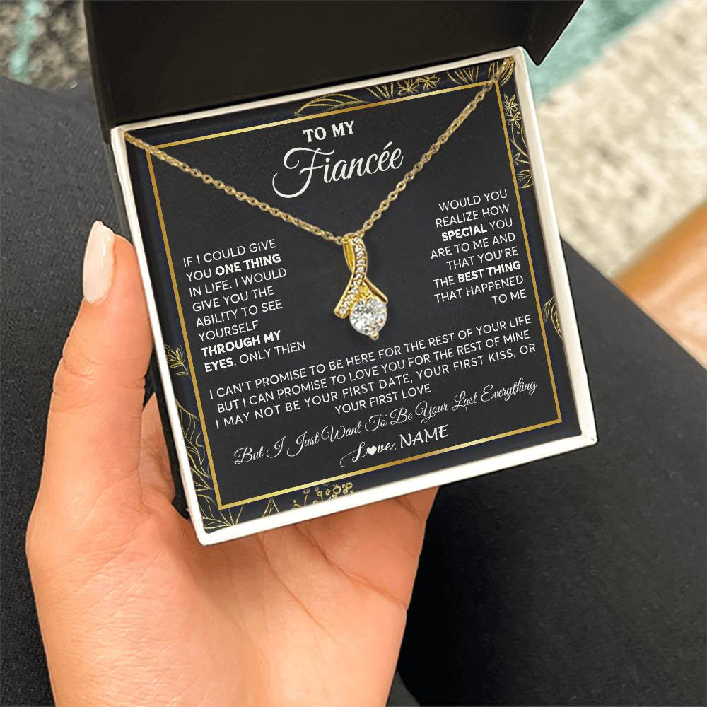 Alluring Beauty Necklace 18K Yellow Gold Finish | 2 | Personalized To My Fiancee Necklace From Fiance Son You Are The Best Thing Fiancee Birthday Idea Anniversary Valentines Day Customized Gift Box Message Card | siriusteestore