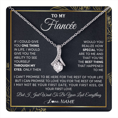 Alluring Beauty Necklace 14K White Gold Finish | 1 | Personalized To My Fiancee Necklace From Fiance Son You Are The Best Thing Fiancee Birthday Idea Anniversary Valentines Day Customized Gift Box Message Card | siriusteestore