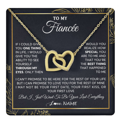 Interlocking Hearts Necklace 18K Yellow Gold Finish | 1 | Personalized To My Fiancee Necklace From Fiance Son You Are The Best Thing Fiancee Birthday Idea Anniversary Valentines Day Customized Gift Box Message Card | siriusteestore