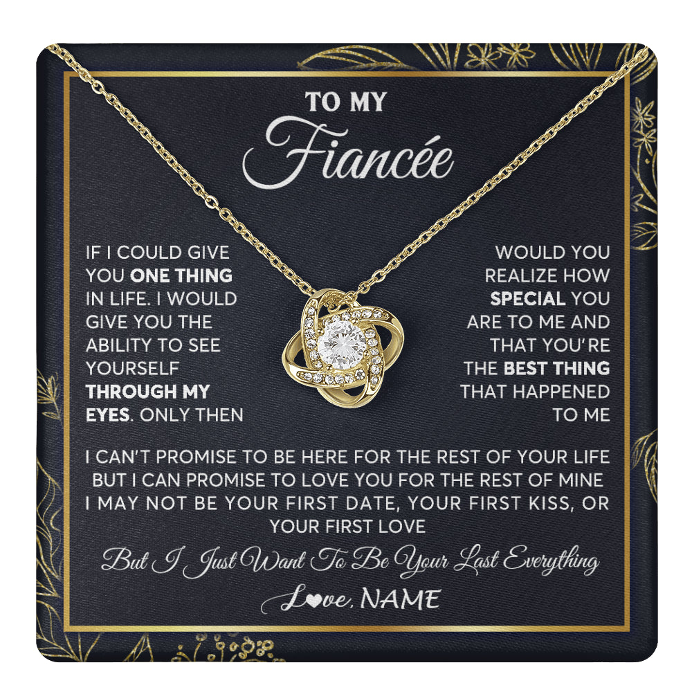 Love Knot Necklace 18K Yellow Gold Finish | 1 | Personalized To My Fiancee Necklace From Fiance Son You Are The Best Thing Fiancee Birthday Idea Anniversary Valentines Day Customized Gift Box Message Card | siriusteestore
