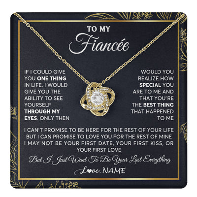 Love Knot Necklace 18K Yellow Gold Finish | 1 | Personalized To My Fiancee Necklace From Fiance Son You Are The Best Thing Fiancee Birthday Idea Anniversary Valentines Day Customized Gift Box Message Card | siriusteestore