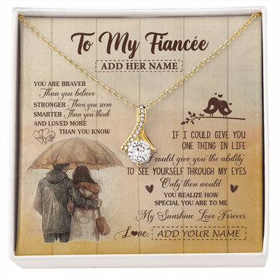 Alluring Beauty Necklace 18K Yellow Gold Finish | 1 | Personalized To My Fiancée Necklace From Fiancé You Are Braver Fiancee Birthday Gifts Anniversary Romantic Valentines Christmas Custom Gift Box Message Card | https://siriusteestore.