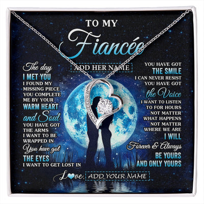 Forever Love Necklace 14K White Gold Finish | 1 | Personalized To My Fiancée Necklace The Day I Met You Future Wife Birthday Gifts Romantic Valentines Day For Her Christmas Custom Gift Box Message Card | siriusteestore.myshopify