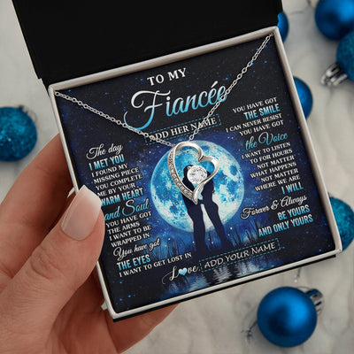 Forever Love Necklace 14K White Gold Finish | 2 | Personalized To My Fiancée Necklace The Day I Met You Future Wife Birthday Gifts Romantic Valentines Day For Her Christmas Custom Gift Box Message Card | siriusteestore.myshopify