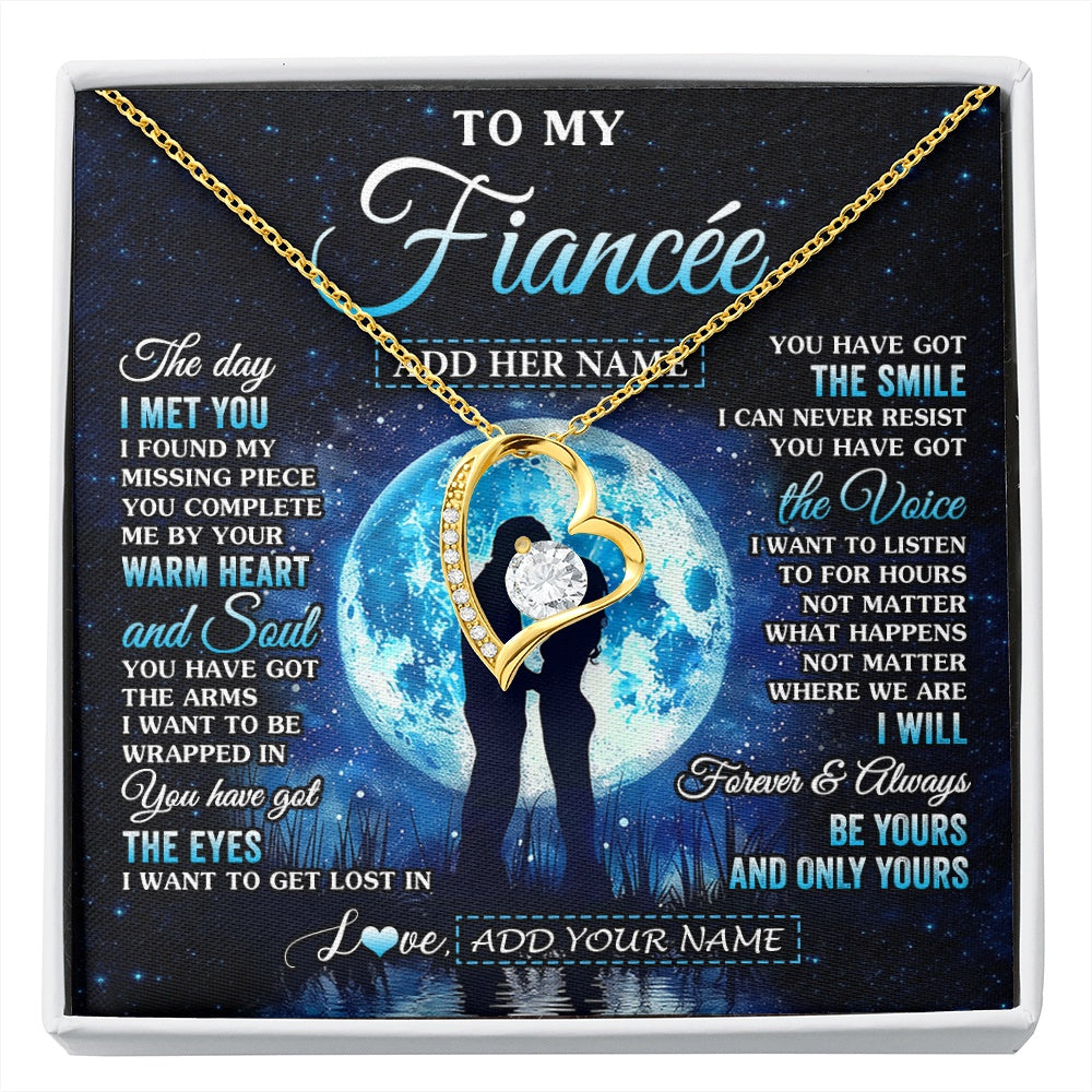 Forever Love Necklace 18K Yellow Gold Finish | 1 | Personalized To My Fiancée Necklace The Day I Met You Future Wife Birthday Gifts Romantic Valentines Day For Her Christmas Custom Gift Box Message Card | siriusteestore.myshopify