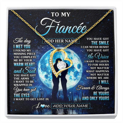 Forever Love Necklace 18K Yellow Gold Finish | 1 | Personalized To My Fiancée Necklace The Day I Met You Future Wife Birthday Gifts Romantic Valentines Day For Her Christmas Custom Gift Box Message Card | siriusteestore.myshopify